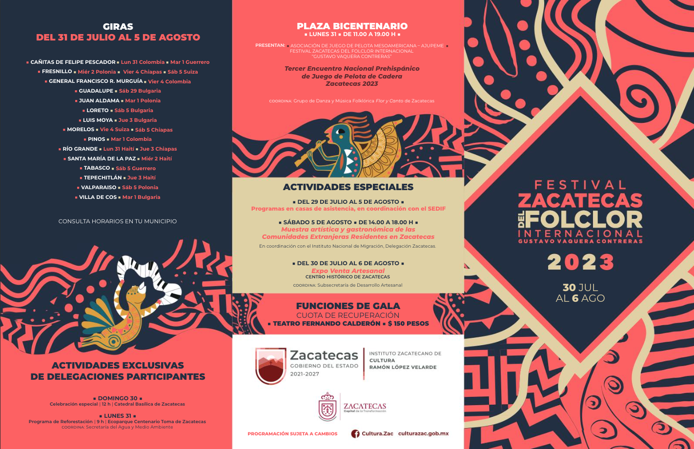 programa festival del folclor zacatecas 2023